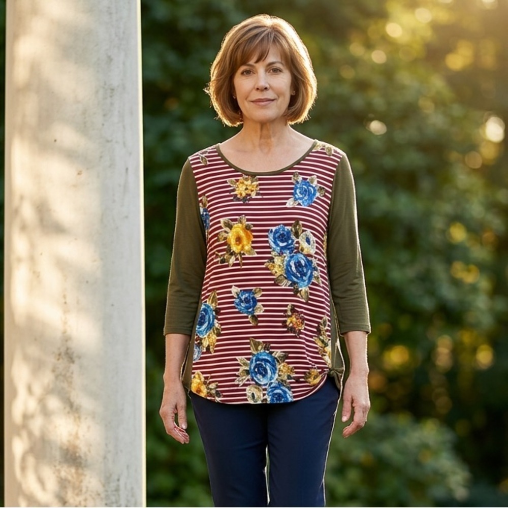 EUC - Paisley Grace Women’s 3/4 Sleeve Top - Size XL